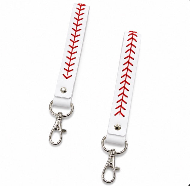 GAMEDAY Baseball Stitch Wristlet Keychain