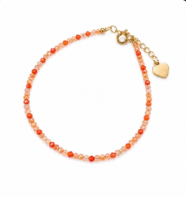 GAMEDAY Orange Aventurine Bracelet – Gold Heart Edition