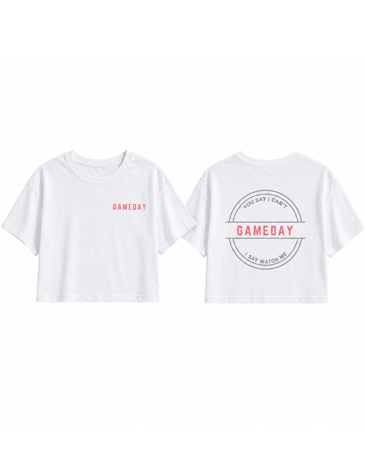 Gameday "Watch Me" Cropped Tee- Pink logo